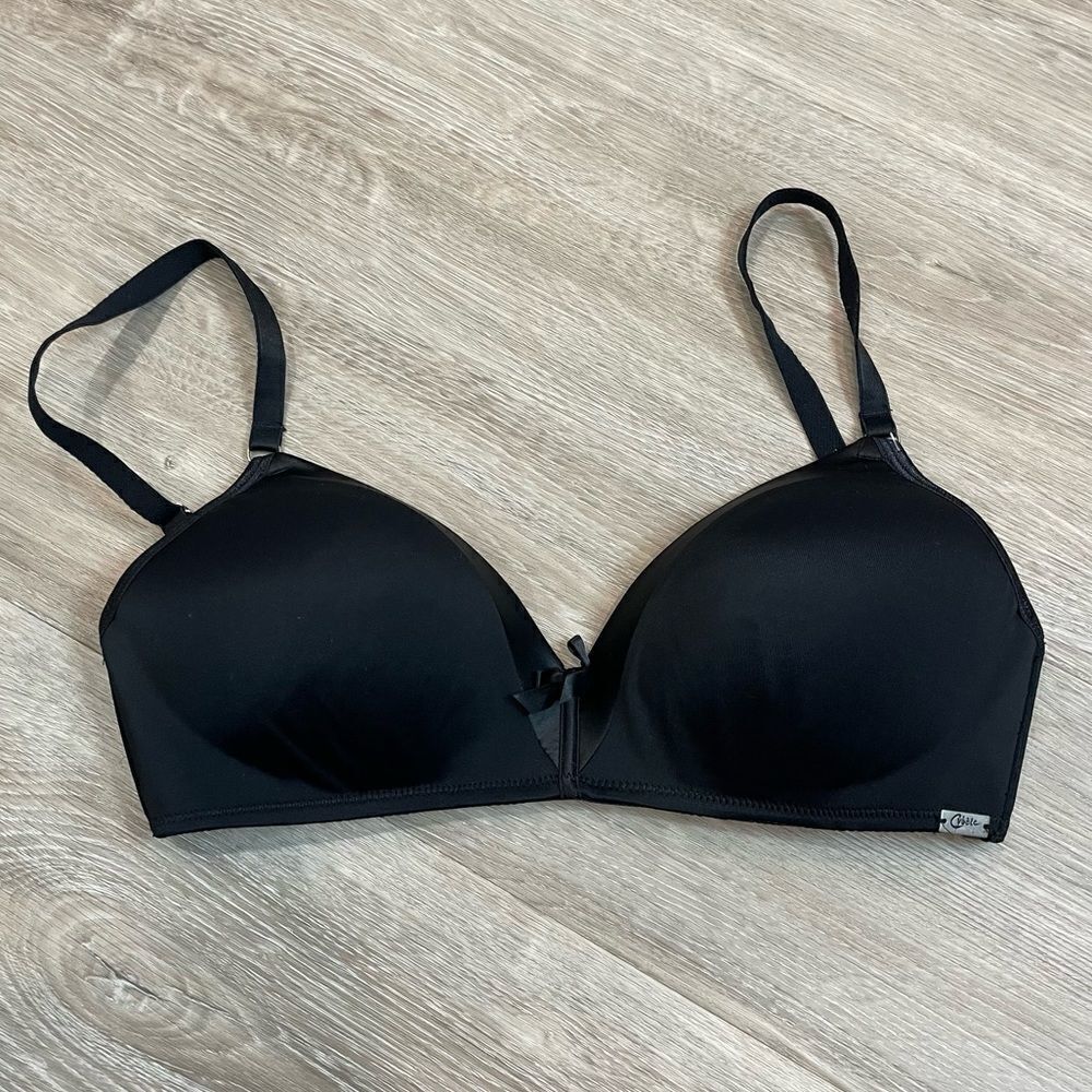 Cybele Black Soft and Comfy Bra with Satin Trim 32D